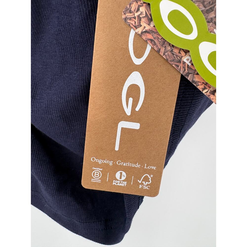 OGL Top Size S NEW Boat Neck Ruched Elastic Open Back Brami Tank Navy Blue - Picture 3 of 15